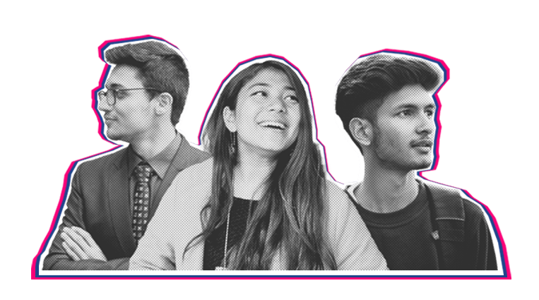 Three co-founders of Esfera, Baibhav at left, Shristi at middle and Anusandhan at right looking sideways.